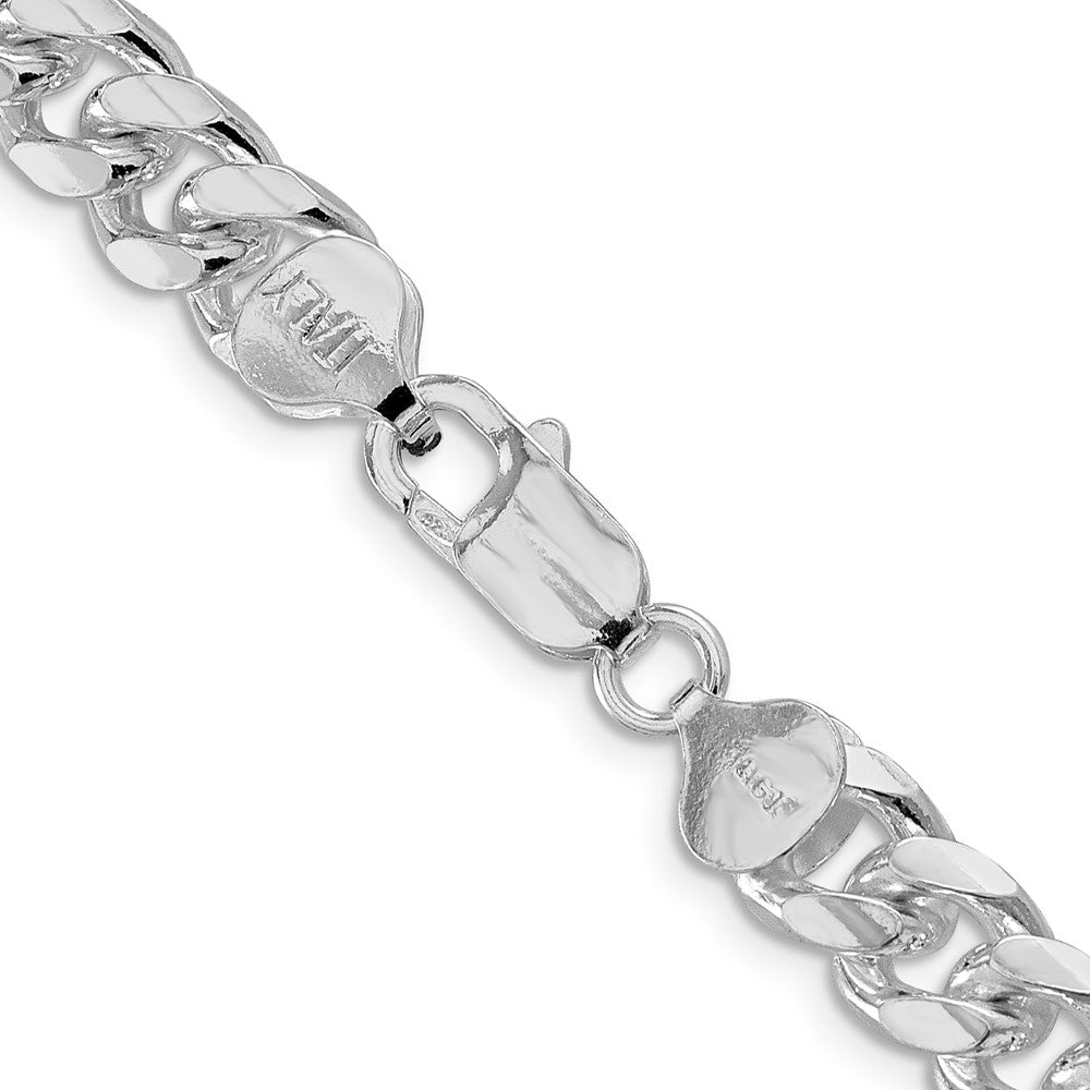 Buy Exclusive 8.5mm Rhodium-Plated Sterling Silver Curb Chain - Stylish Design!