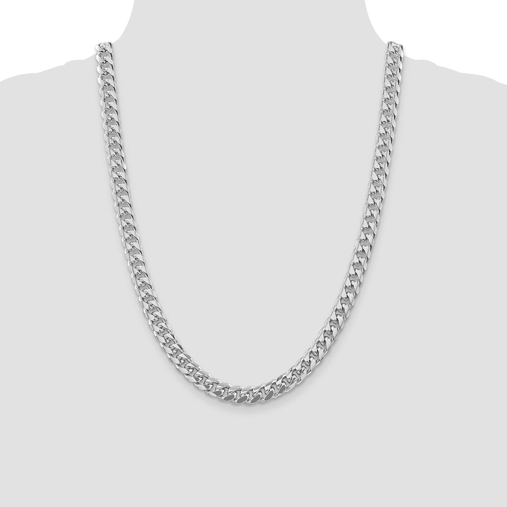 High-Quality Rhodium-Plated Sterling Silver 8.5mm Curb Chain - Stylish Value!