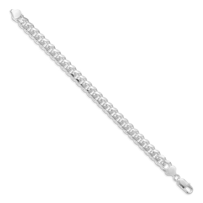 Buy Stylish 8.5mm Rhodium-Plated Sterling Silver Curb Chain - Luxury Design-2