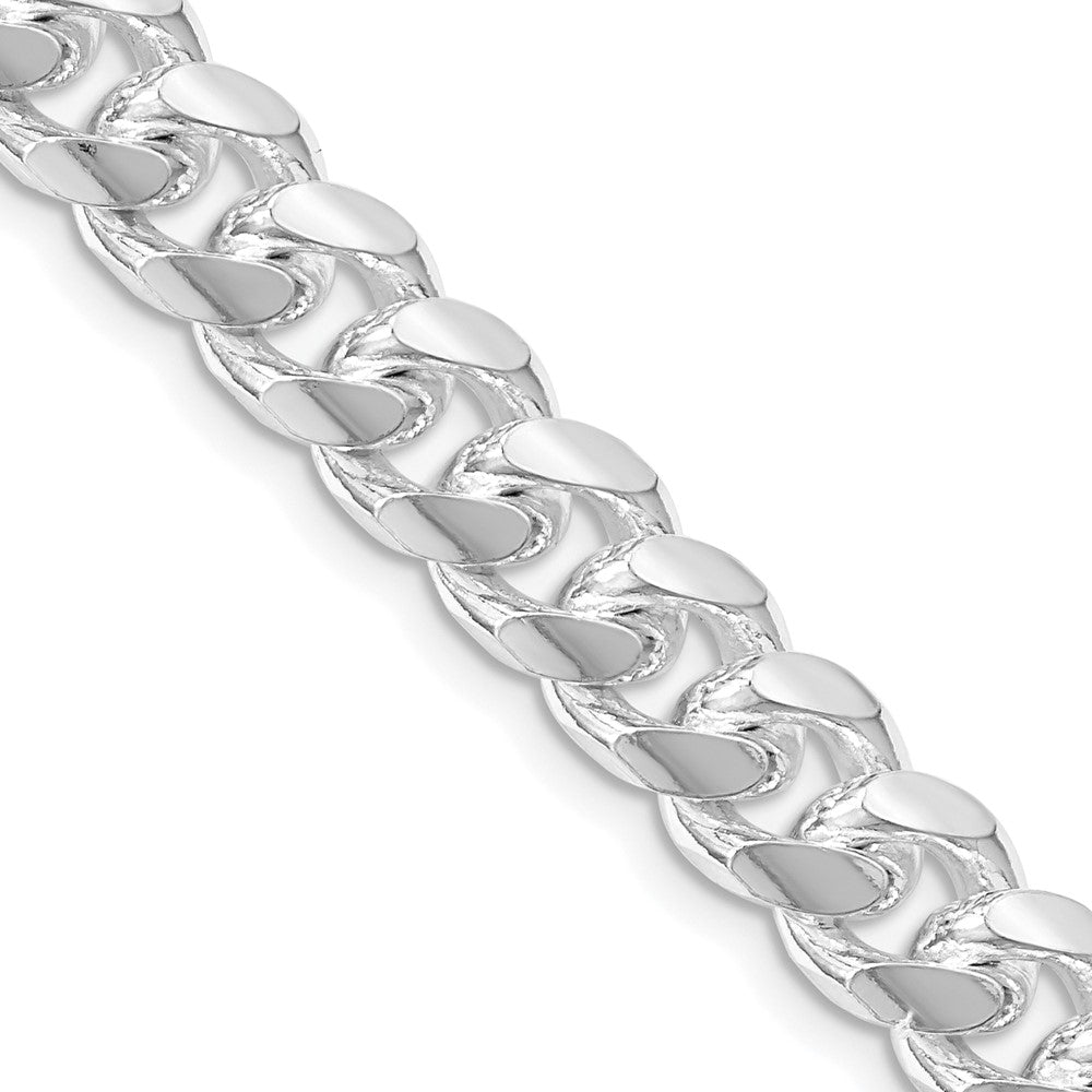 Buy Exclusive 8.5mm Rhodium-Plated Sterling Silver Curb Chain - Stylish Design!