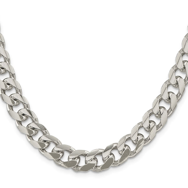 10.5mm Sterling Silver Domed Pendant & Side Curb Chain