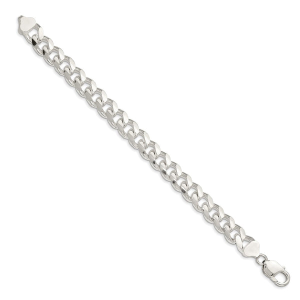 10.5mm Sterling Silver Domed Pendant & Double Curb Chain