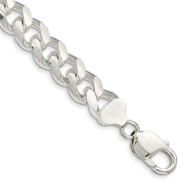 10.5mm Sterling Silver Domed Pendant & Double Curb Chain