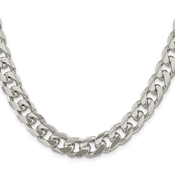 Rhodium-Plated Sterling Silver 10.5mm Domed Pendant & Chain
