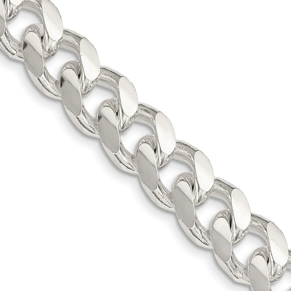 10.5mm Sterling Silver Domed Pendant & Side Curb Chain