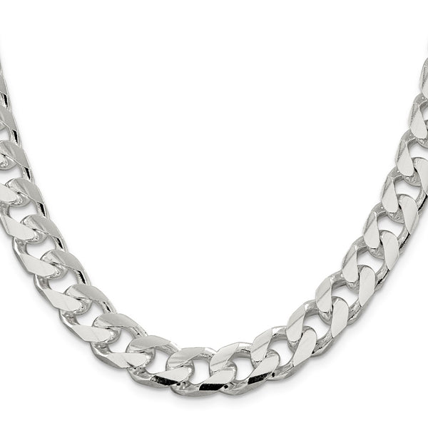 11mm Sterling Silver Domed Design with Double Curb Chain