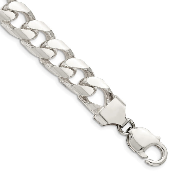 11mm Sterling Silver Domed Pendant with Double Curb Chain