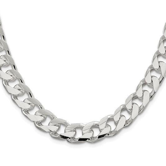 Buy Stylish 11mm Rhodium-Plated Sterling Silver Pendant & Curb Chain Set