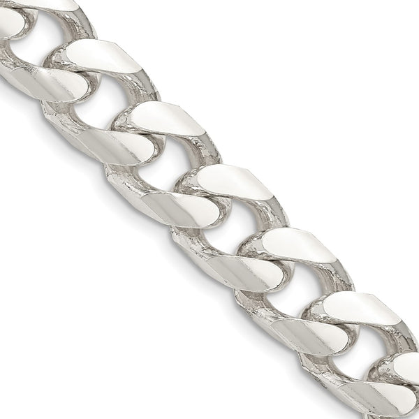 11mm Sterling Silver Domed Design with Double Curb Chain