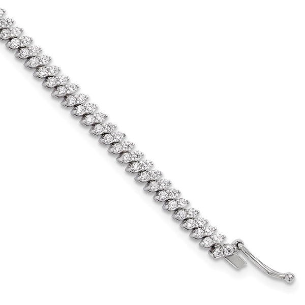 Rhodium-Plated Sterling Silver Bracelet - 7" 174 CZ Stones