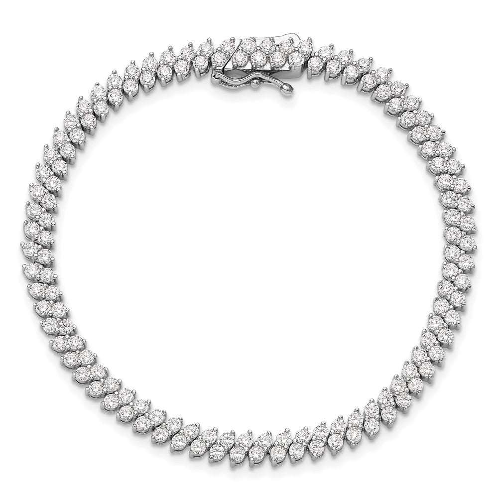High-Quality Sterling Shimmer Bracelet - 7" Rhodium-Plated, 138 CZ Stones, Stylish Value