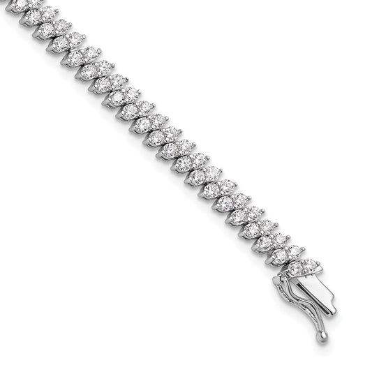 High-Quality Sterling Shimmer Bracelet - 7" Rhodium-Plated, 138 CZ Stones, Stylish Value