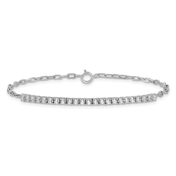 Rhodium-Plated Silver CZ Bracelet - 7-Inch, 23-Stone