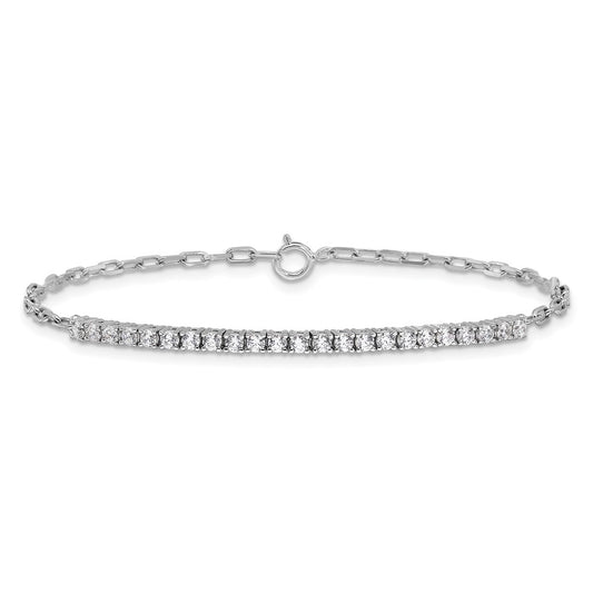 Buy Stylish Rhodium-Plated Silver CZ Bracelet | 7-Inch, 23-Stone Design!