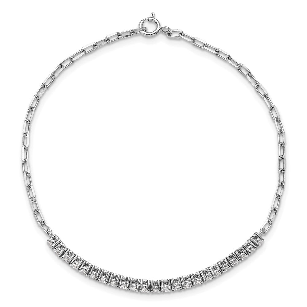 Buy Stylish Rhodium-Plated Silver CZ Bracelet | 7-Inch, 23-Stone Design!
