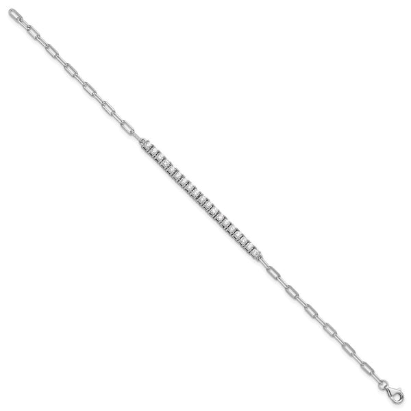 19-Stone Rhodium-Plated Sterling Silver Bracelet - 7-Inch
