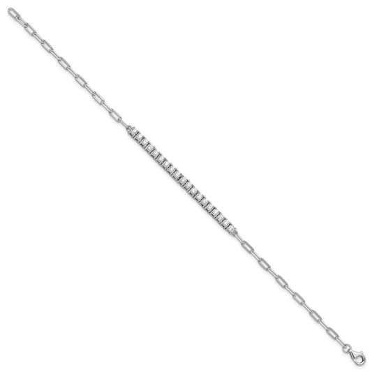 Shop Stylish 19-Stone Rhodium-Plated Sterling Silver Bracelet - 7-Inch Value!