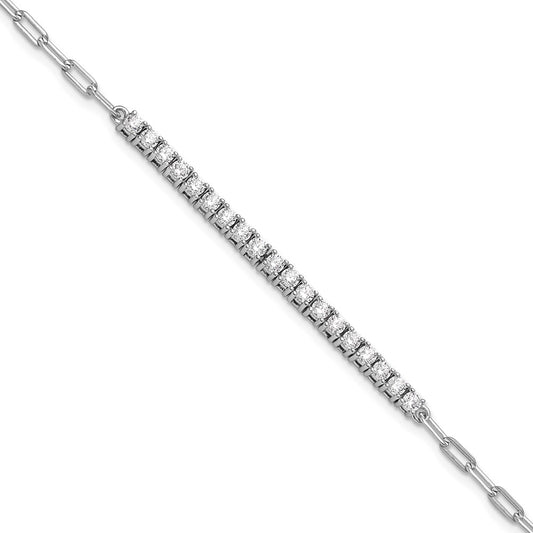 Shop Stylish 19-Stone Rhodium-Plated Sterling Silver Bracelet - 7-Inch Value!