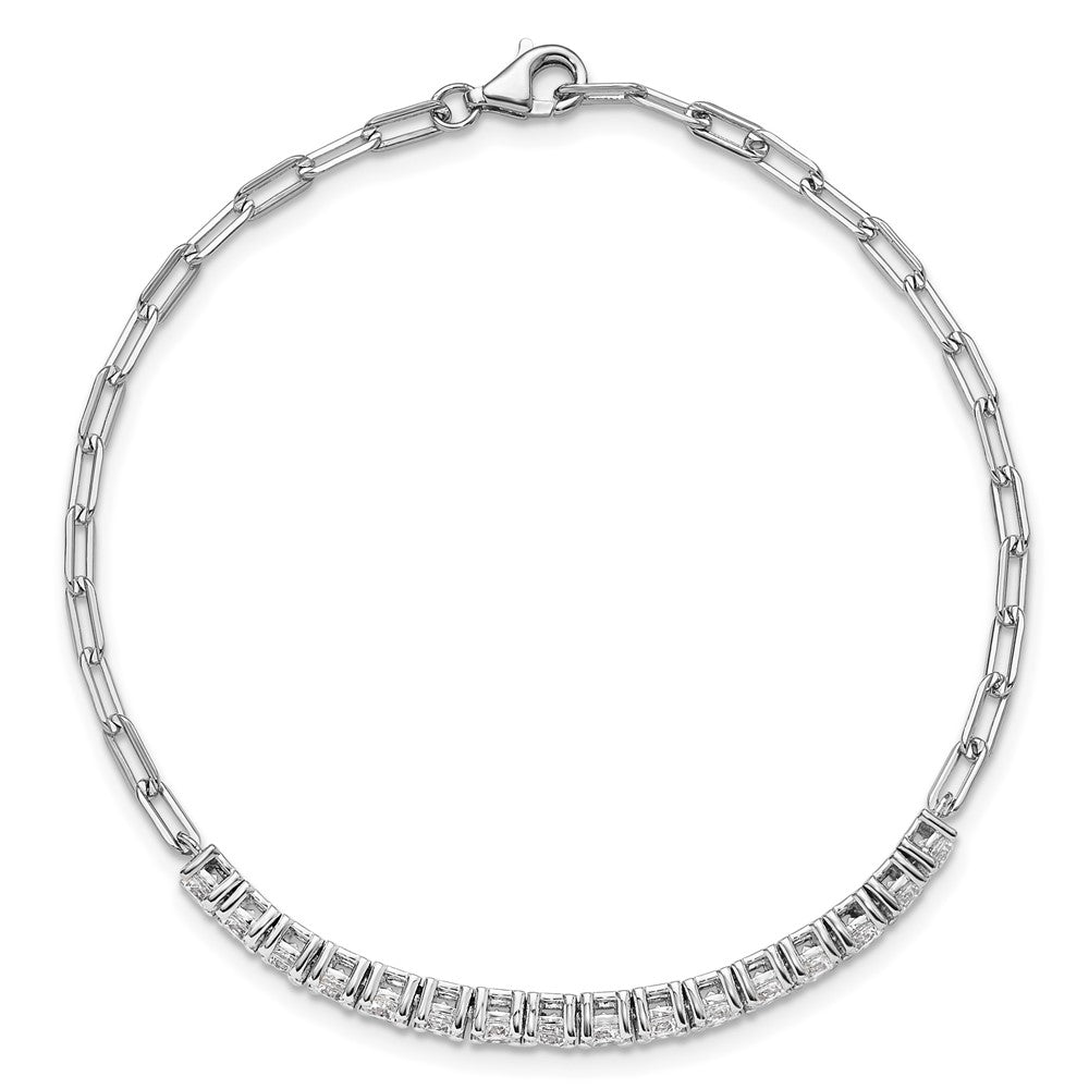 Shop Stylish 7-Inch Rhodium-Plated Sterling Silver Bracelet with 16 CZ Stones