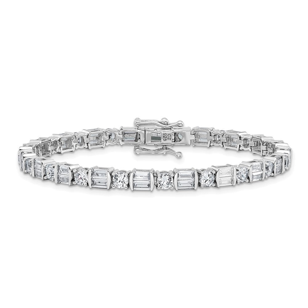 Shop Stylish Rhodium-Plated Sterling Silver Bracelet - 7.25", 59 CZ Stones