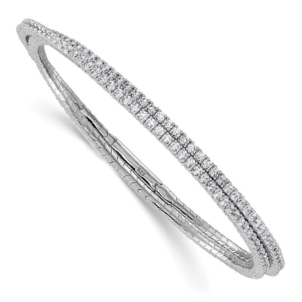 Rhodium-Plated Sterling Silver 1.75mm CZ 192-Stone Bracelet