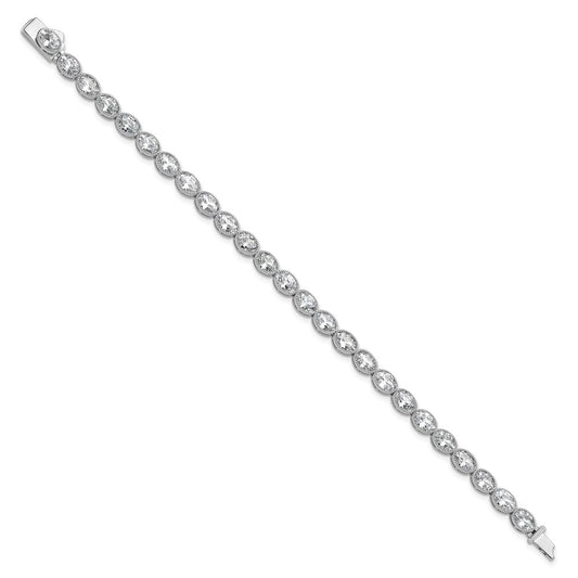 Shop Luxury Rhodium-Plated 6mm x 4mm CZ Oval Link Bracelet - 6.75" Style!