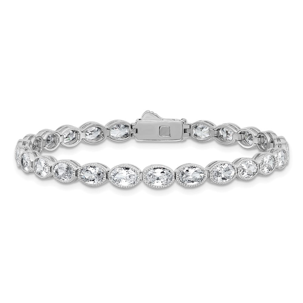 Shop Luxury Rhodium-Plated 6mm x 4mm CZ Oval Link Bracelet - 6.75" Style!