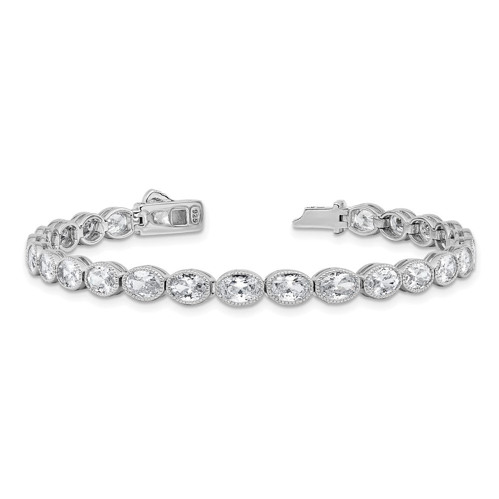 Shop Luxury Rhodium-Plated 6mm x 4mm CZ Oval Link Bracelet - 6.75" Style!