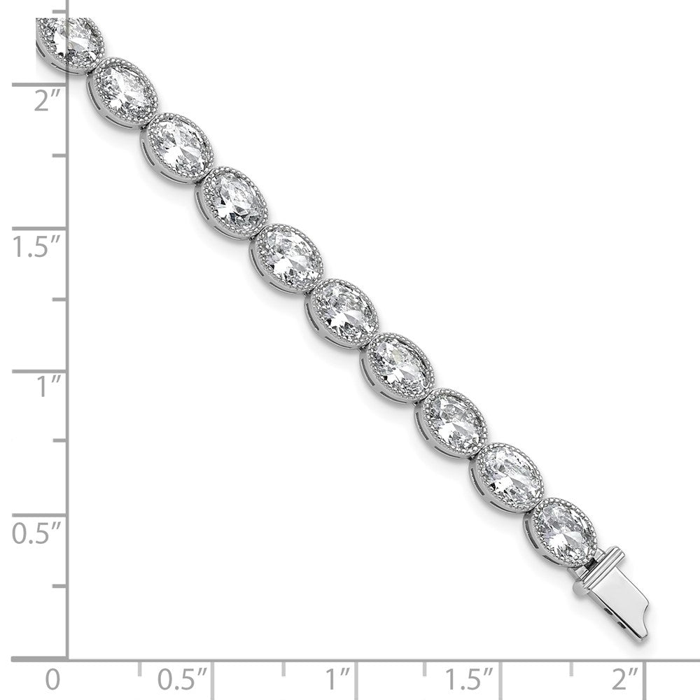 Shop Luxury Rhodium-Plated 6mm x 4mm CZ Oval Link Bracelet - 6.75" Style!