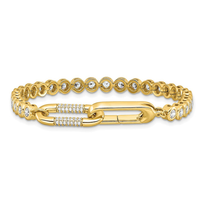 Shop Stylish 7 Inch Sterling Shimmer Gold-Plated CZ Bracelet - 113 Stones-3