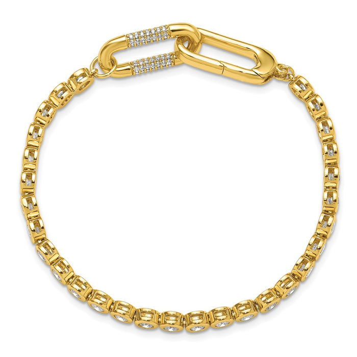 Shop Stylish 7 Inch Sterling Shimmer Gold-Plated CZ Bracelet - 113 Stones-4