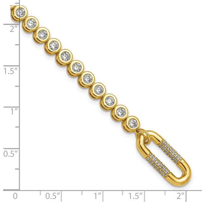 Shop Stylish 7 Inch Sterling Shimmer Gold-Plated CZ Bracelet - 113 Stones-6