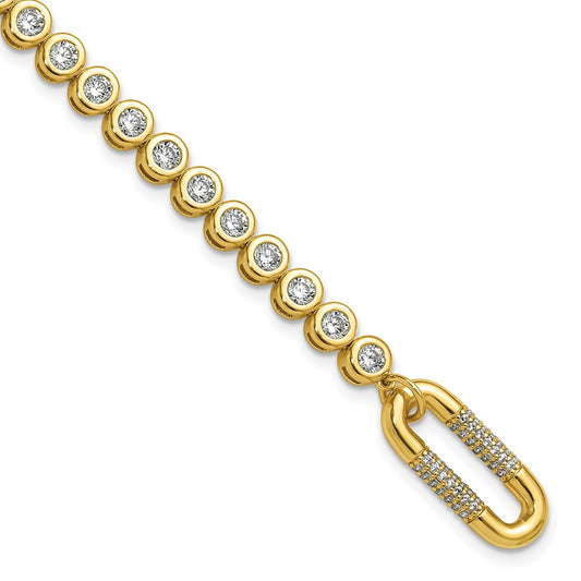 Shop Stylish 7 Inch Sterling Shimmer Gold-Plated CZ Bracelet - 113 Stones