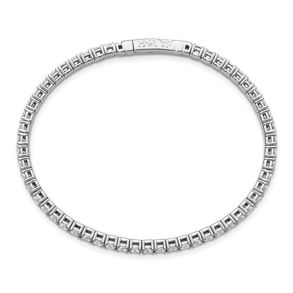 3mm CZ Flexible Bangle Bracelet - 52-Stone Rhodium-Plated