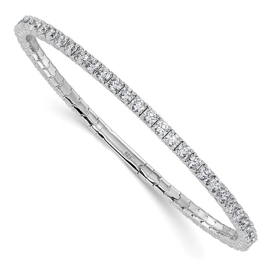 Buy Stylish 3mm CZ Flexible Bangle Bracelet - 52-Stone Rhodium-Plated Value!