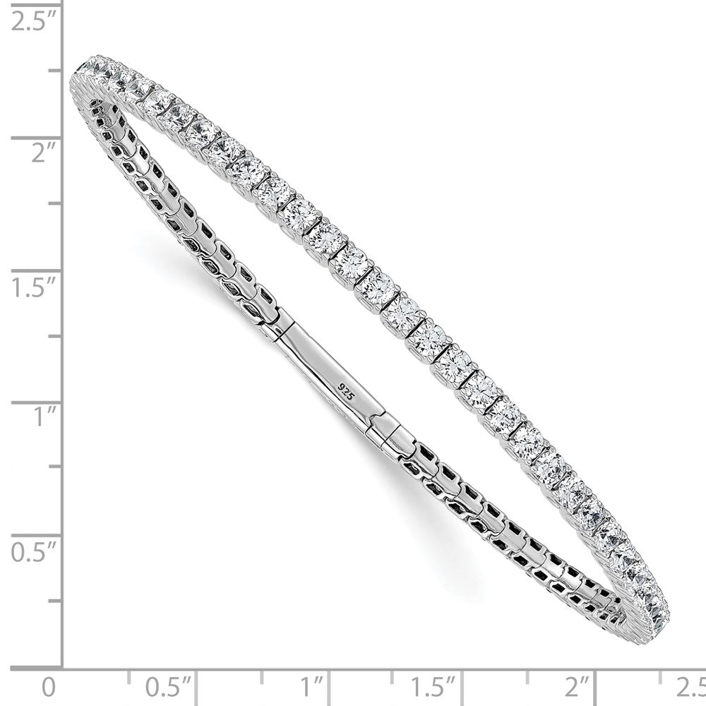 High-Quality Sterling Shimmer Rhodium-Plated CZ Bangle Bracelet - 8 Inch Value