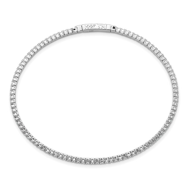 8-Inch Rhodium-Plated Sterling Silver Bangle Bracelet - CZ