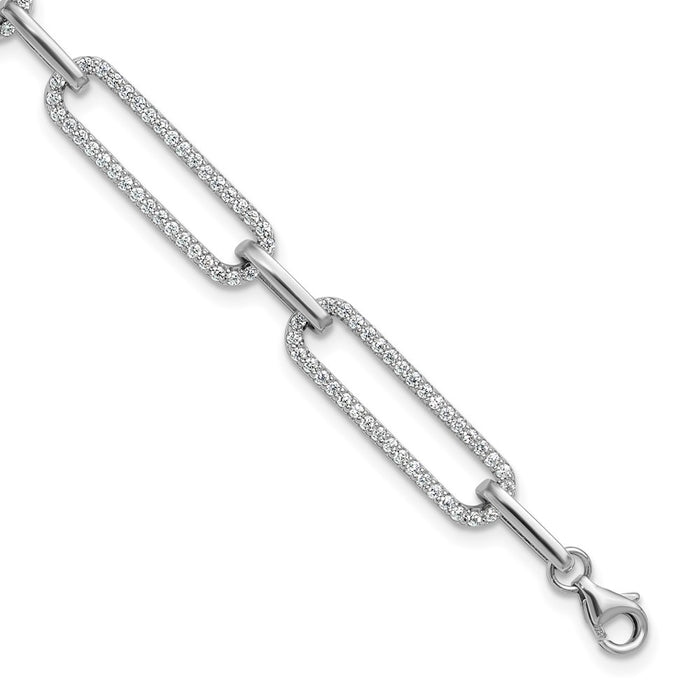 Exclusive 1.2mm Rhodium-Plated Sterling Silver CZ Bracelet - Stylish Design, 6.5"-1
