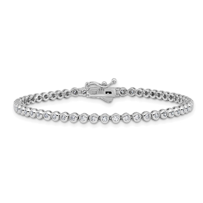 Buy Stylish 7 Inch Rhodium-Plated CZ Bracelet - 54 Stones, 1.7mm Shine!-3