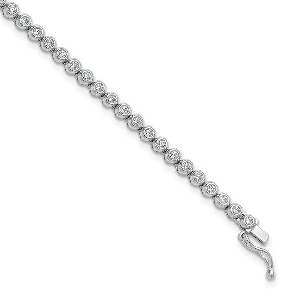 Rhodium-Plated 1.7mm CZ Bracelet 61 Stones