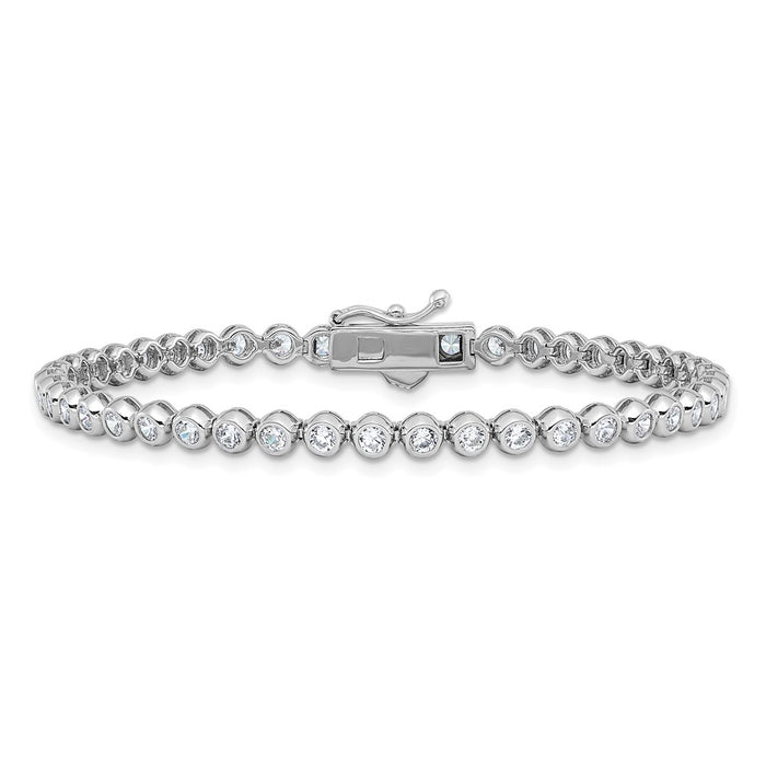 Shop Stylish 7-Inch Rhodium-Plated Sterling Silver CZ Bracelet - 45 Stones, 2.5mm-3
