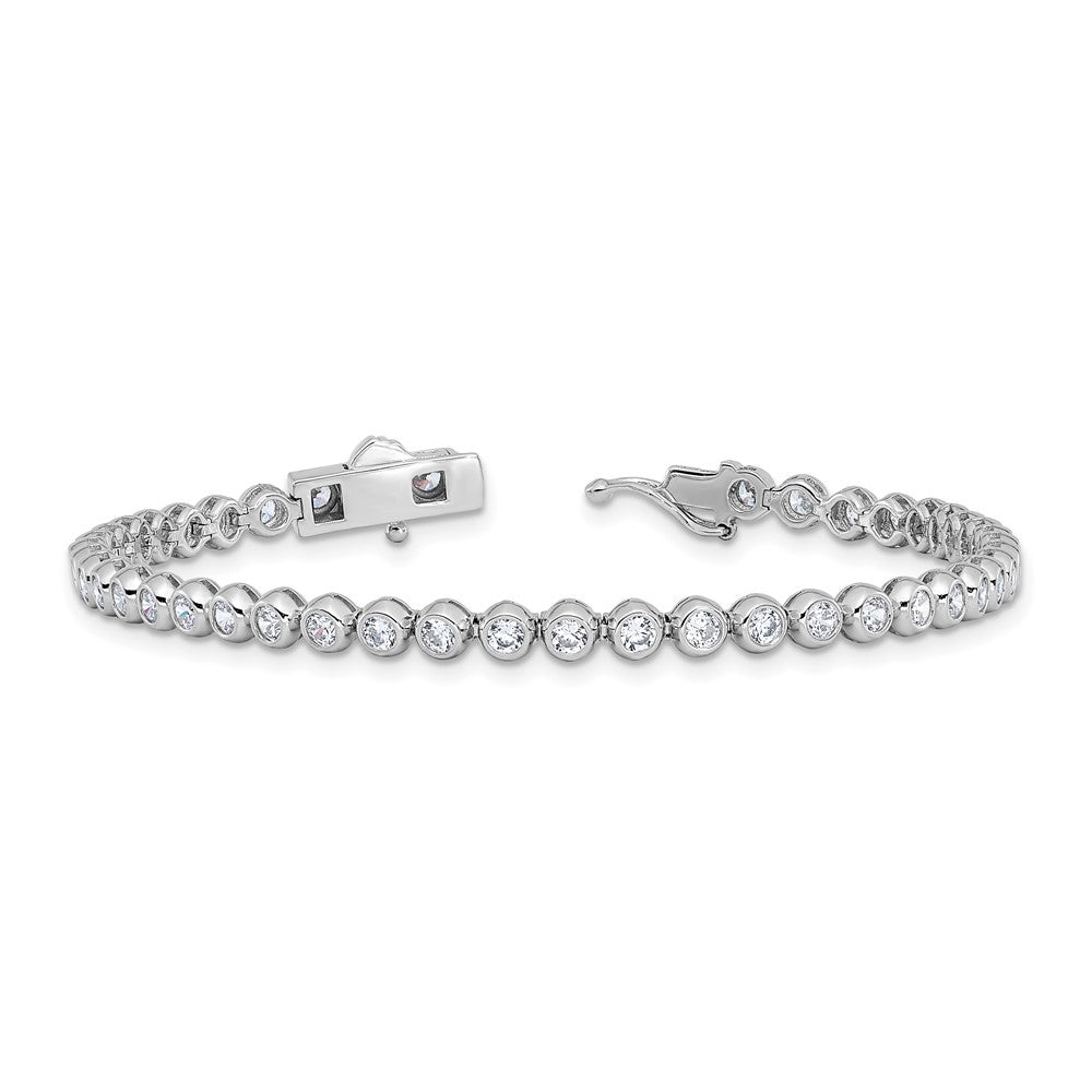 Shop Stylish 7-Inch Rhodium-Plated Sterling Silver CZ Bracelet - 45 Stones, 2.5mm