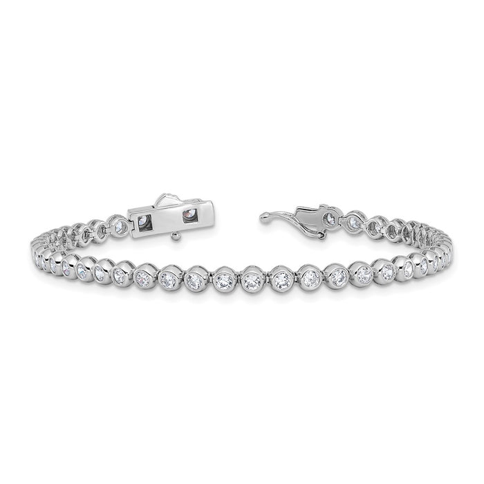 Shop Stylish 7-Inch Rhodium-Plated Sterling Silver CZ Bracelet - 45 Stones, 2.5mm-5