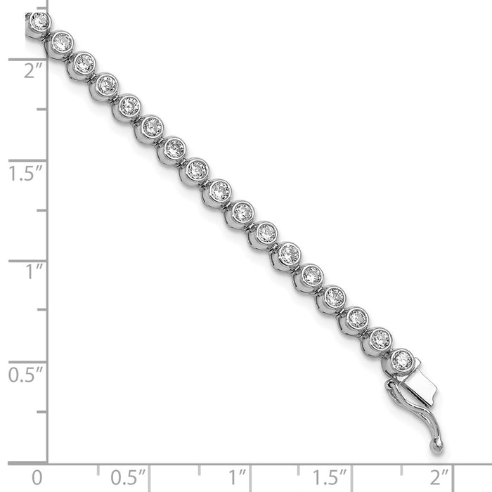 Shop Stylish 7-Inch Rhodium-Plated Sterling Silver CZ Bracelet - 45 Stones, 2.5mm-6