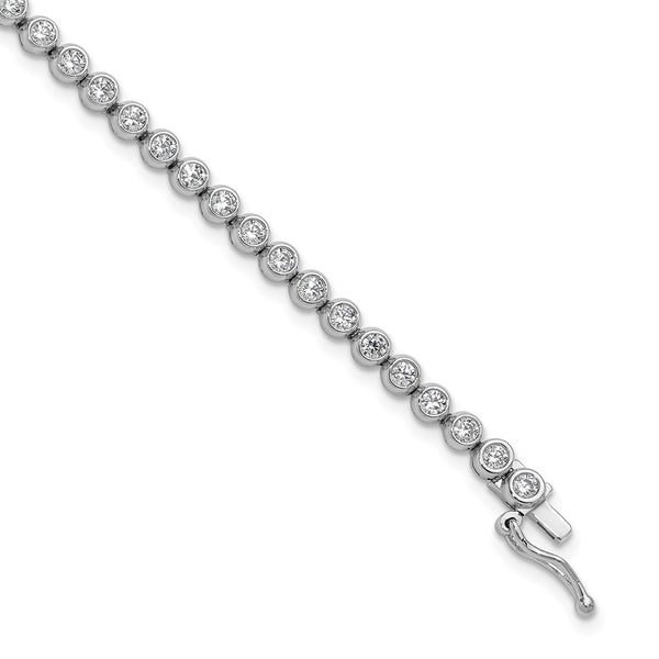Rhodium-Plated 2.5mm CZ Bracelet 55 Stones