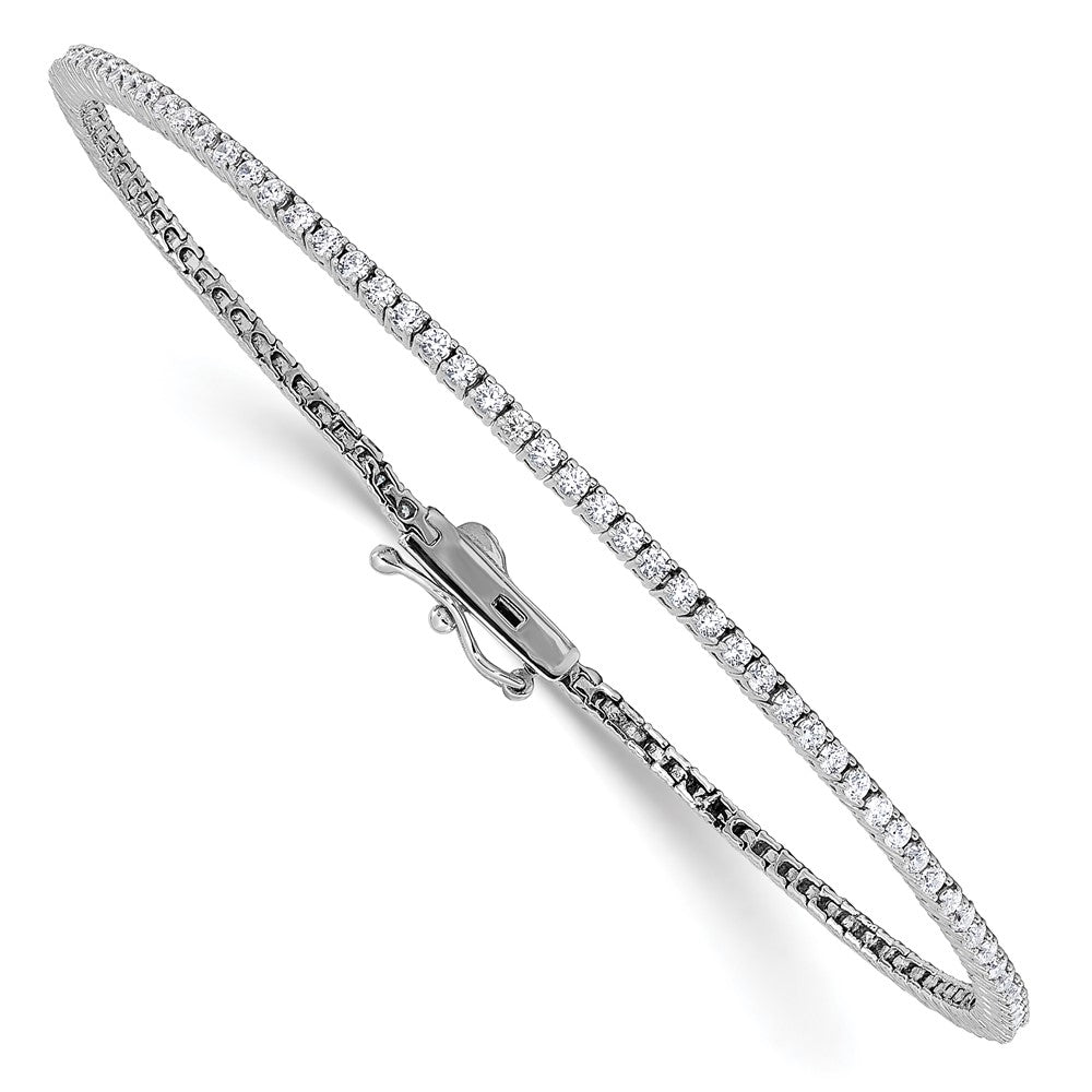 Shop Stylish Rhodium-Plated Sterling Silver Bracelet - 1.5mm, 7 Inch, 95 CZs