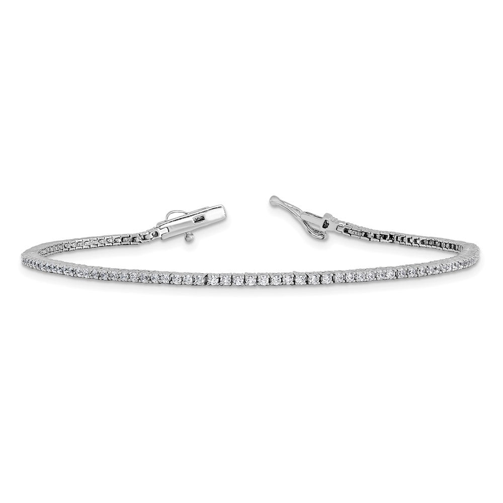 Shop Stylish Rhodium-Plated Sterling Silver Bracelet - 1.5mm, 7 Inch, 95 CZs