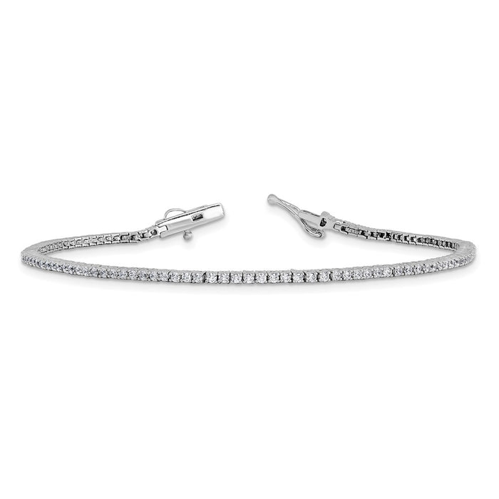 Shop Stylish Rhodium-Plated Sterling Silver Bracelet - 1.5mm, 7 Inch, 95 CZs-5
