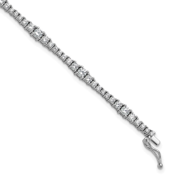 Rhodium-Plated Sterling Silver Bracelet with 79 CZ Stones, 7"