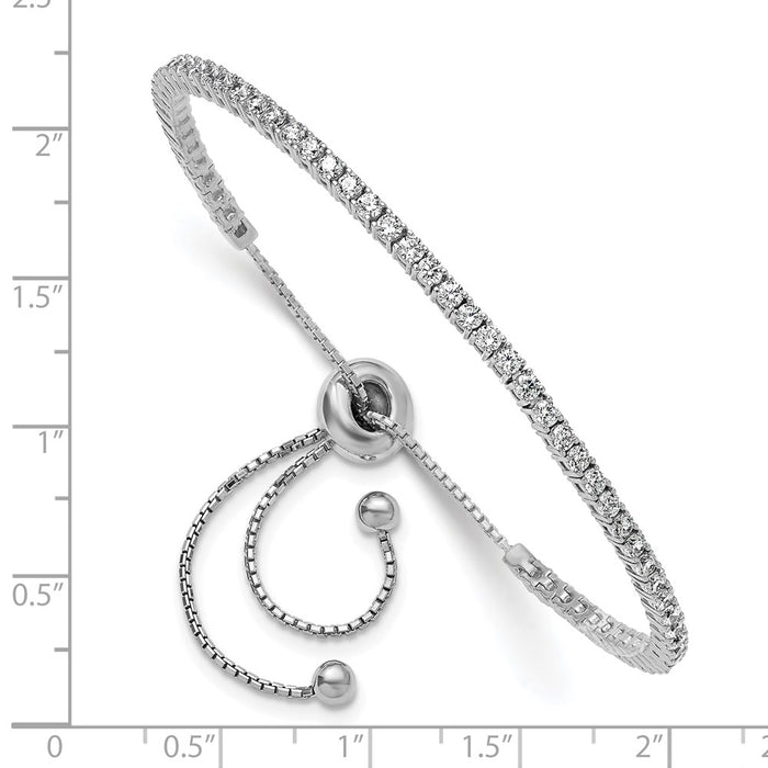 High-Quality Sterling Shimmer Adjustable Bracelet - 2mm, 60 CZ Stones, Stylish Value-3